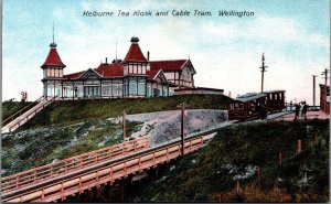 New Zealand Wellington Kelburn Tea Kiosk And Cable Tram Vintage Postcard C356