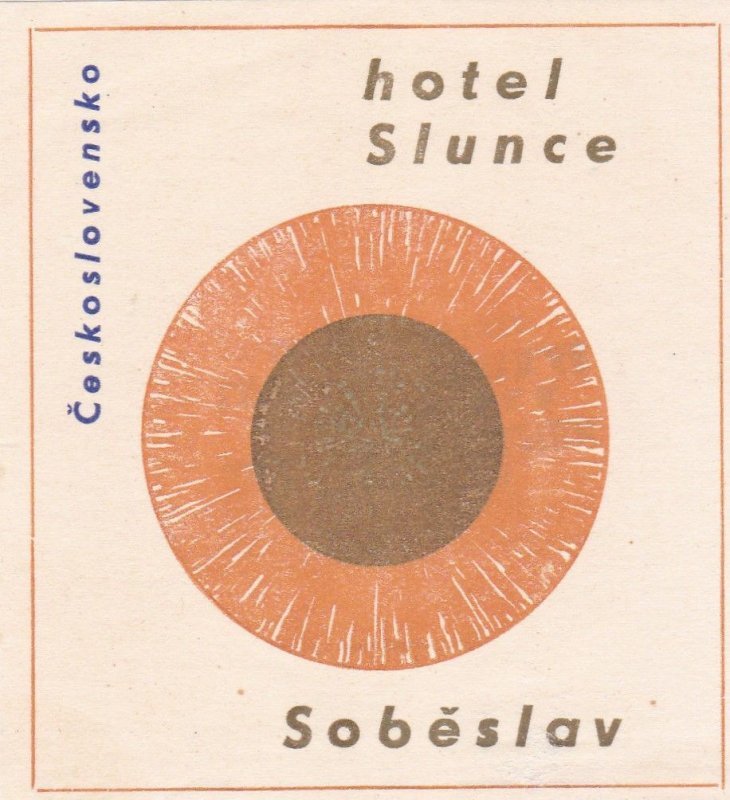 Czechoslovakia Sobeslov Hotel Slunce Vintage Luggage Label sk3636