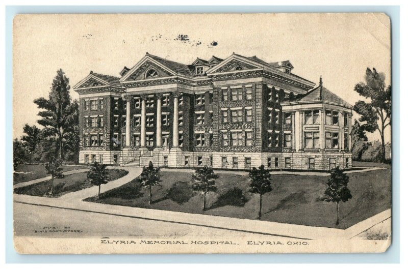 c1908 Elyria Memorial Hospital Elyria Columbus Ohio OH Antique Postcard