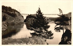 Vintage Postcard 1949 Deception Pass Bridge Washington RPPC Photo