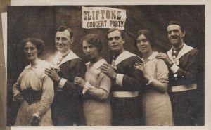 Clifton's Concert Party Military Sailor Music Hall Old RPC Postcard