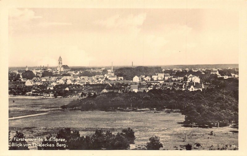 L090 Germany Fuerstenwalde Spree View from Mountain RPPC vintage postcard