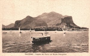 Vintage Postcard Palermo Veduta Del Porto Col Monte Pellegrino Italy