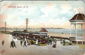 Hampton Beach New Hampshire Trolley Cars  Postcard X14