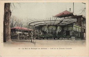 CPA B.J.C. TINTED PARIS en automne Bois de Boulogne Café de la Cascade (49298)