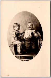 Two Cute Babies Girl & Boy Infant Babies Children Photograph RPPC Postcard