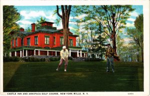 PC GOLF, USA, NY, CASTLE INN AND ARHIPACA GOLF COURSE, Vintage Postcard (b45403)