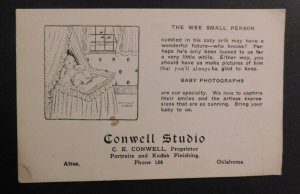 Mint USA Advertisement Postcard Conwell Studio Baby Photographs Kodak Altus OK