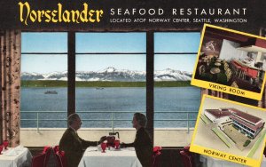 Vintage Postcard Norselander Seafood Restaurant Viking Room Seattle Washington