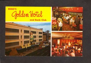 NV Golden Hotel Bank Club Casino Reno Nevada Linen Postcard