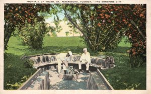 Vintage Postcard Fountain Of Youth Sunshine City St. Petersburg Florida E. C. K.