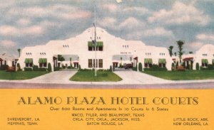 Vintage Postcard 1930's Alamo Plaza Hotel Courts Rooms & Apartments 6 States