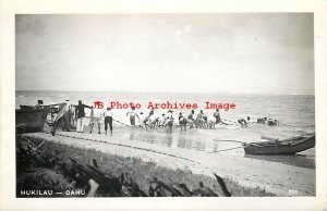 HI, Oahu, Hawaii, RPPC, Hukilau, Men Fishing, Photo No 205