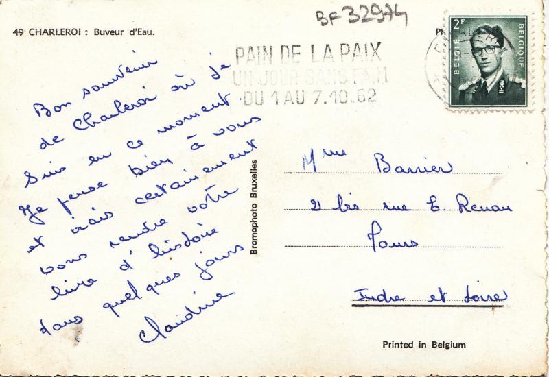 BF32974 charleroi buveur d eau belgium   front/back image