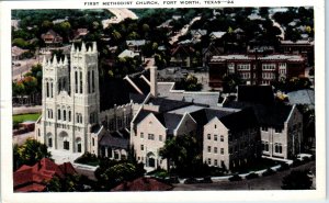 FORT WORTH, TX Texas    First  METHODIST  CHURCH    c1930s    Linen   Postcard