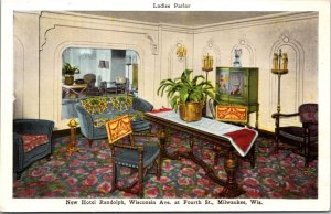 Postcard Ladies Parlor at Hotel Randolph in Milwaukee, Wisconsin