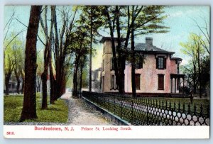 c1910 Bordentown New Jersey Vintage Postcard Prince St. Looking South Side Walk