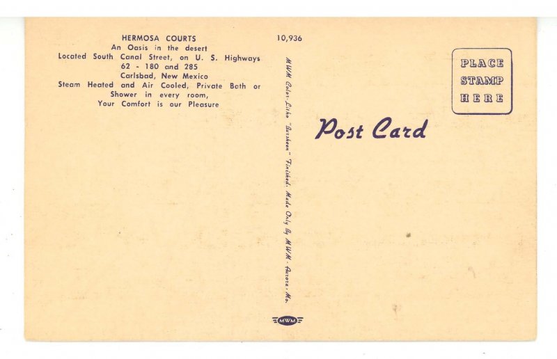 NM - Carlsbad. Hermosa Courts & Texaco  Gas Station  ca 1950
