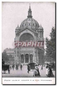 Postcard Old Paris St Augustin Church and Boul Maleshetbes