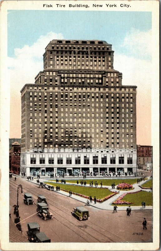 RARE - Fisk Tire - AD - Building New York City NYC NY Old Cars Postcard PC