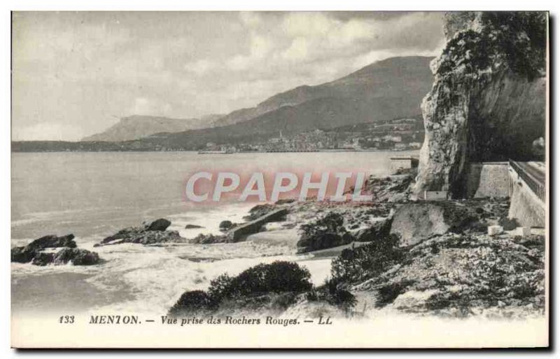 Old Postcard Menton View of Red Rocks Jack