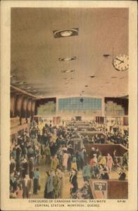 Montreal Quebec Canadian National Railways Station Interior Postcard