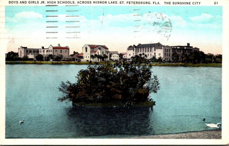 Florida St Petersburg Boys and Girls Junior High Schools Across Mirror Lake 1934