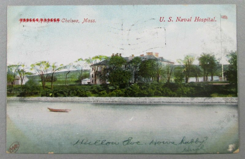 U. S. Naval Hospital, Chelsea MA 1906 Postcard (#7212)