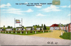 Gateway to the South Tourist Court Motel Cottages Hagerstown MD Vtg Postcard V62