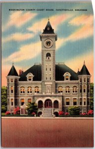 Fayetteville Arkansas, Washington County Court House Building, Vintage Postcard
