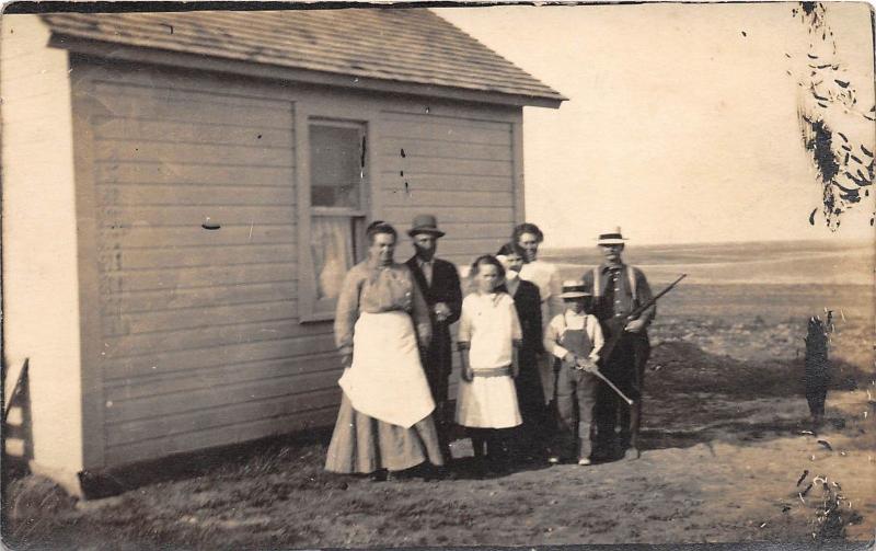 D52/ Hunting Gun Rifle Postcard Real Photo RPPC c1910 Family Boy with Rifle 4