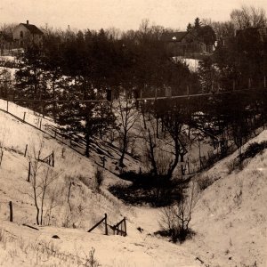 1909 RPPC Lover's Leap In Winter Columbus Junction Iowa James G Baker Real Photo