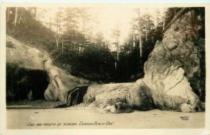 Cave Mouth Stream Cannon Beach Oregon Prentiss 1920s RPPC Photo Postcard 21-922 