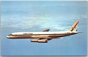 Airplane United Airlines McDonnell Dopuglas DC-8-62H Jet Airliner Postcard