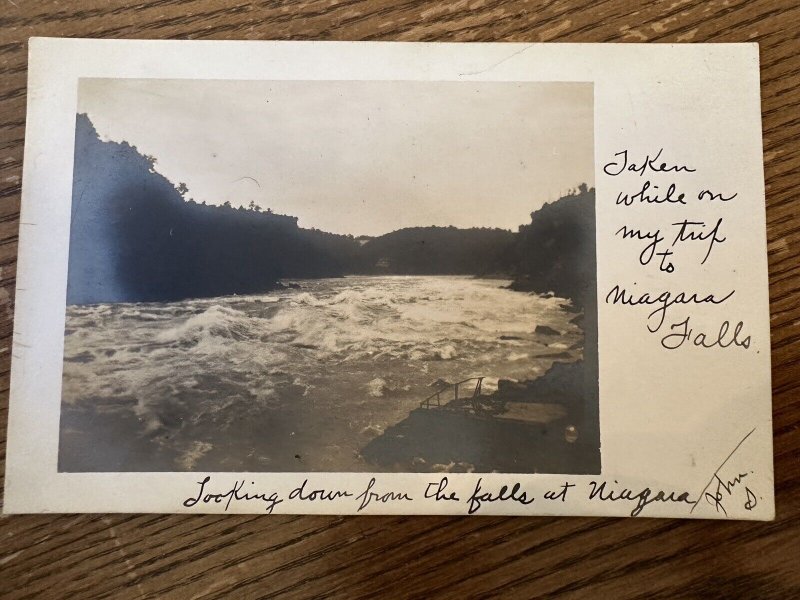 Original Vintage Postcard Early 1900's RPPC Real Photo Niagara Falls River Lot