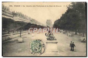 Postcard Old Paris Le Jardin des Tuileries and the Rue de Rivoli