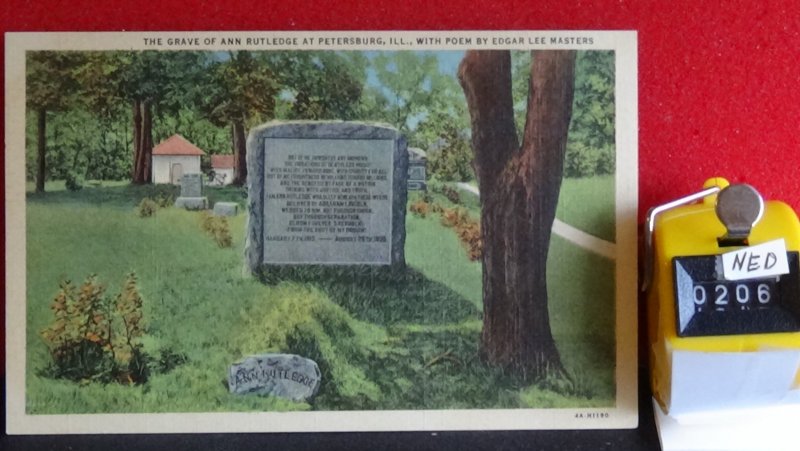 STD Vintage The Grave of Ann Rutledge St. Petersburg Illinois Unposted Linen