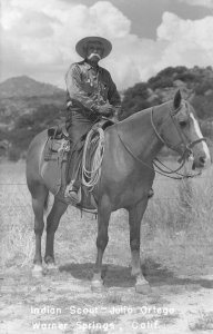 Indian Scout Julio Ortega & Horse RPPC Warner Springs, CA Native Americana 1955
