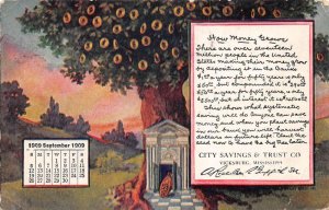 Vicksburg Mississippi City Savings and Trust Bank 1909 Calander Ad PC AA83155