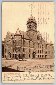 Davenport  Iowa  City Hall  Postcard  1907