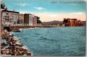 Napoli Via Partenope E Castel Dell'Ovo Naples Italy Sea Buildings Postcard