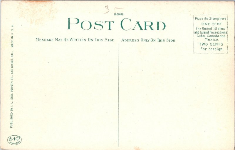 Bennington Monument San Diego CA Linen Postcard c1945