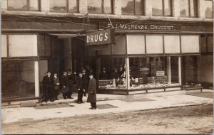 New Westminster BC FJ MacKenzie Druggist Store People Cooksley RPPC Postcard H46