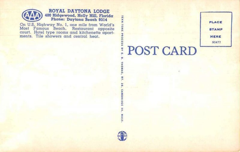 Holly Hill Florida Royal Daytona Lodge Vintage Postcard AA20328