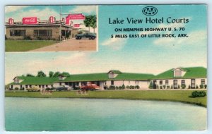 LITTLE ROCK, Arkansas AR ~ Roadside LAKE VIEW HOTEL COURTS 1953 Linen Postcard