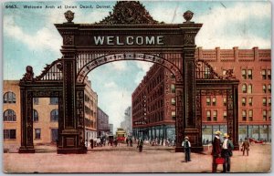 Denver CO-Colorado, Welcome Arch at Union Depot Trolley Street Vintage Postcard