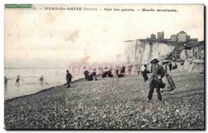Old Postcard Mers les Bains On the up pebbles Maree