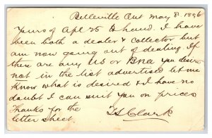 1896 Belleville Ontario Canada to Carson City Nevada NV Pioneer Postcard Z7