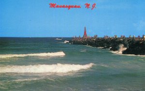 MANASQUAN NJ FISHING OFF THE INLET JETTY  UNUSED CHROME POSTCARD