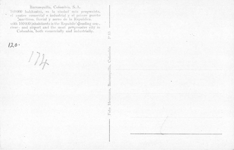 L334 Colombia Barranquilla Statue of Bolivar postcard